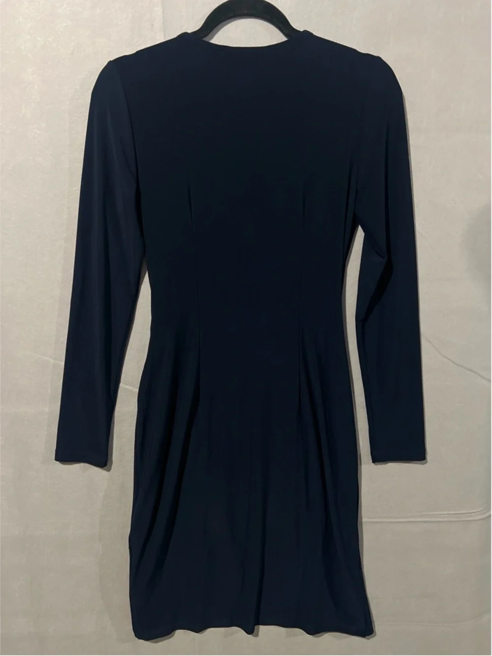 Joseph Ribkoff Dress Women’s 8 Navy Blue Ruched Faux-wrap Sheath 153009 - Picture 3 of 12